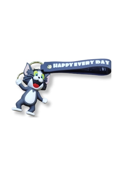 Tom Ve Jerry Serisi Tom 3d Figürlü Soft Gri Bilek Kayışlı Anahtarlık - 1 Adet