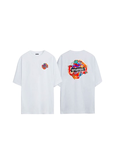 Thewert Unisex Meke Aırdrops Not Aırstrıkes Ön Arka Baskılı Beyaz Oversize T-shirt