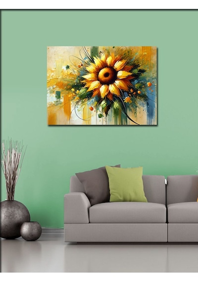 Kanvas Tablo Günebakan Çiçek Vazosu 50cmx70cm