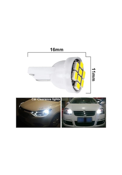10 Adet Beyaz Renk T10 Park Ampulü Dipsiz Ampul Led Ampul Her Ara N11.3