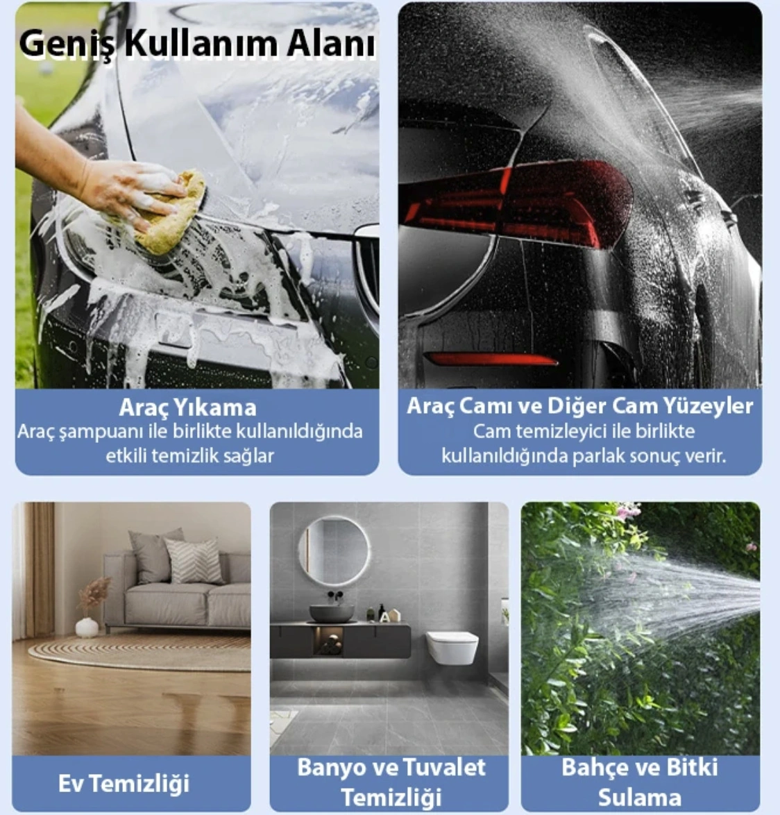 Şarjlı Basınç Ayarlı Köpük Pompası Çok Güçlü Basınçlı Araba Yıkama Bataryalı Uzun Şarj Süresi