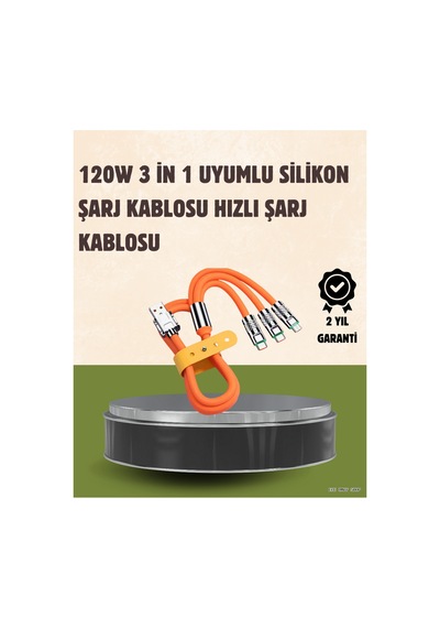 Myceshop 120 W Şarj Ve Veri Aktarımı Kablo 3 Başlıklı Çok Amaçlı Kablo 154925 Hızlı Renkli