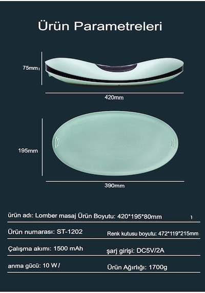 Termal Terapi Fonksiyon Derin Doku   Sırt Masaj Aleti Titreşimli Bel Traksiyon Cihazı Yeşil
