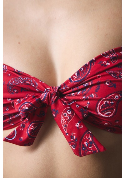 Penti Renkli Etnik Desenli Tokalı Bandana Straplez Bikini Üstü