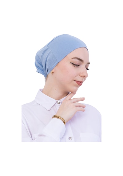 Modish Group Pratik Bone Pamuklu Tesettür İç Bone, Başörtüsü İçin Hazır Viskon Şapka, Namaz Günlük Kullanım İçin Mavi