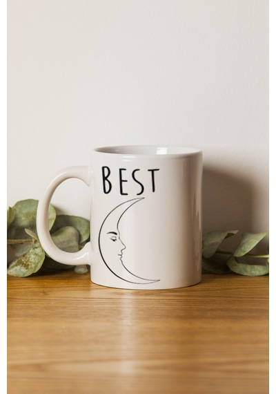 Ikra Medya - Ay Ve Güneş Best Friends Kupa Bardak- Makinede Yıkanabilir Beyaz