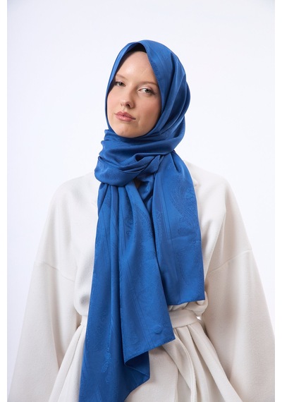 Mirsoy Scarf Zerafet Desen Şal Açık Mavi
