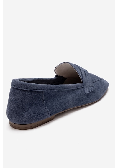 Luvishoes Morne Kot Mavi Süet Hakiki Deri Kadın Loafer Ayakkabı Mavi