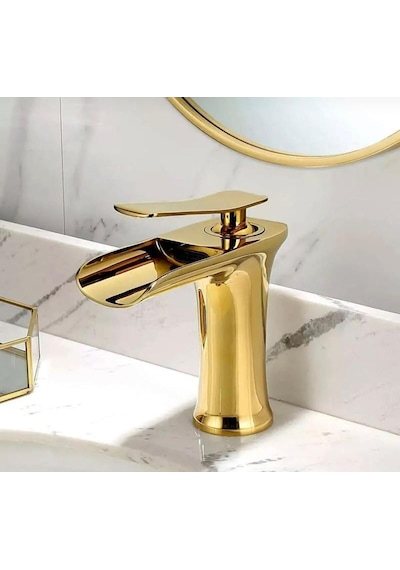 Boheme Fleko Şelale Lavabo Bataryası Altın Gold