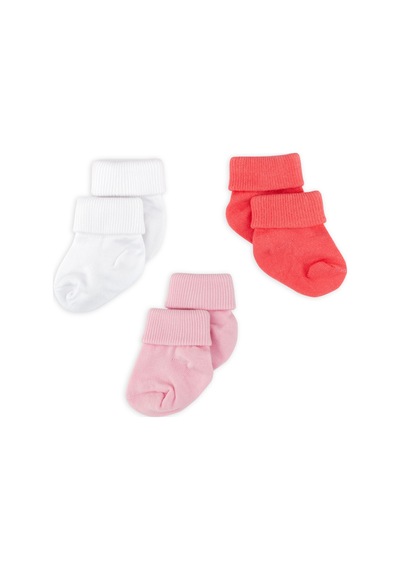 Novibaby 3'lü Bambu Yenidoğan Bebek Çorap I Rose I 0-6 ay "Karışık Renkli"