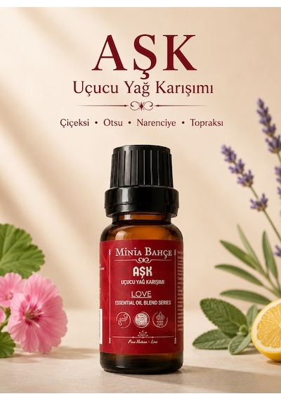 Minia Bahçe Bitki Ve Sanat Atölyesi Aşk Love Uçucu Yağ Karışımı Lavanta Paçuli Adaçayı Limon ve Itır Yağları 10 ML