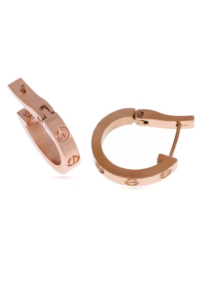 Kadın Sembol Detay Küçük Halka Model Rose Renk Çelik Küpe Rose Gold