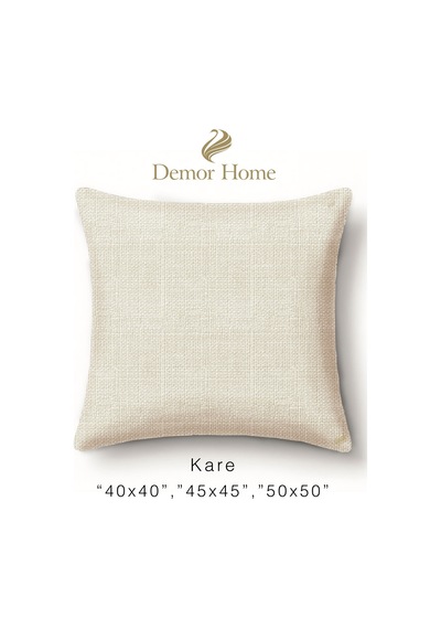 Br Demor Home Keten Dokulu Krem Rengi Kırlent Yastık Kılıfı