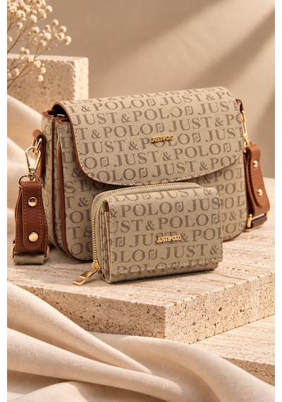 Just Polo Vizon Taba Yeni Sezon Kolon Askili 4 Bolmeli Kadin Omuz Cantasi 25x15cm Vizon - Vizon