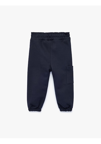 Koton Beli Lastikli Şardonlu Cepli Jogger Eşofman Altı Lacivert 7wmb40056tk