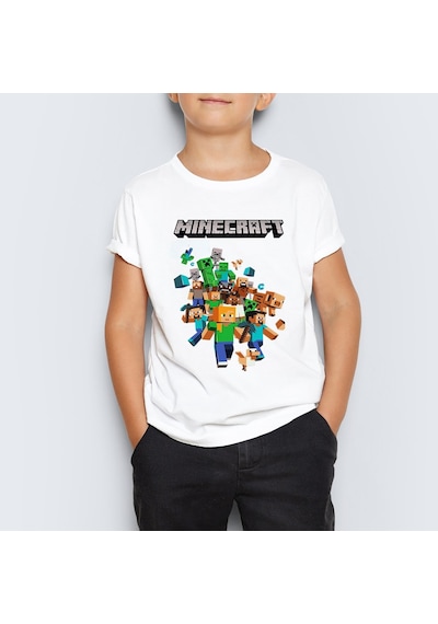 Minecraft Baskılı Unisex Çocuk Tişört T-Shirt Mr-01