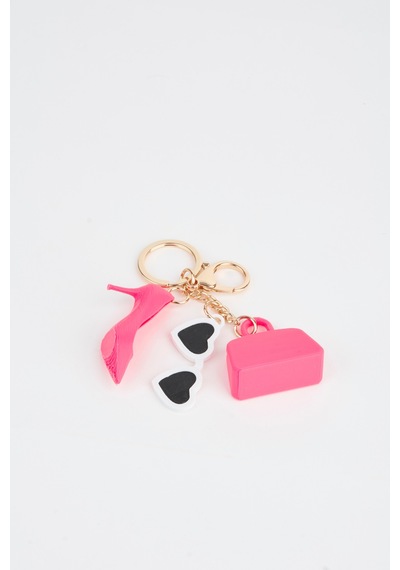 Vivaq Pembe Mini Figürlü 3d Baskı Charm Çanta Aksesuarı Anahtarlık