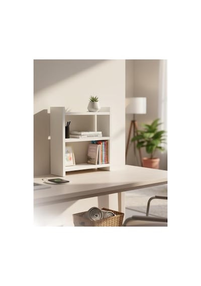 Beyaz Renkli Masa Üstü Kitaplık Rafı, 2 Raflı Mini Dolap 43,6 X 18 X 50 Cm Boyutunda Abanoz - Beyaz Beyaz Renkli Masa Üstü Kitaplık Rafı, 2 Raflı Mini Dolap 43,6 X 18 X 50 Cm Boyutunda Abanoz - Beyaz