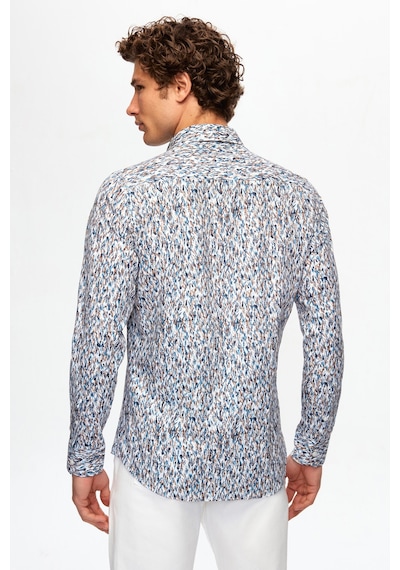 Twn Slim Fit Lacivert Baskılı Gömlek 2ec0221062590 Lacivert