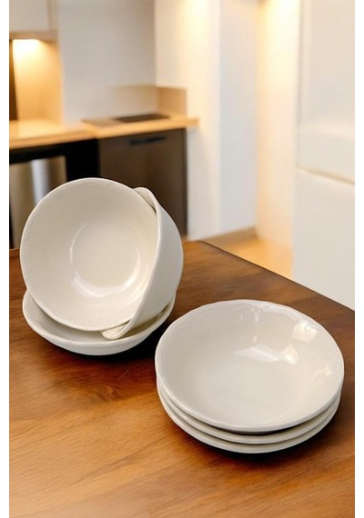 Mercan 6'li Porselen Servis Salata Kasesi Çerezlik 13 Cm Beyaz C1-1-421 Diğer