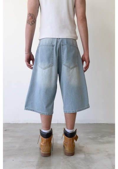 Flaw Baggy Kot Şort-29227 Buz Mavi
