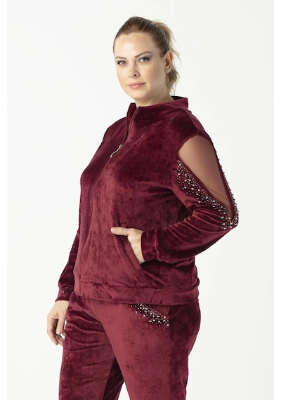 Moda Berray 1950 Kolları Taşlı Tam Kalıp Tarz Kadife Büyük Beden Eşofman Takım Bordo Bordo Moda Berray 1950 Kolları Taşlı Tam Kalıp Tarz Kadife Büyük Beden Eşofman Takım Bordo Bordo