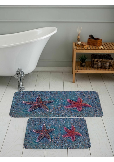 Rovigo Home Baskılı Kaymaz Taban 2 Li Banyo Paspas Takım Rvg5101-100X60-60X50 Çok Renkli