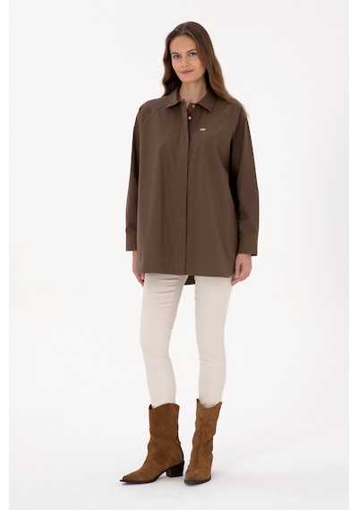 U.s. Polo Assn. Kadın Kahverengi Gömlek Desenli 50316399-vr029 Kahverengi