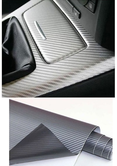 Karbon Fiber Folyo Hava Kanallı Araç Döşeme Kaplama Folyosu Gri 30 Cm X 1 Metre