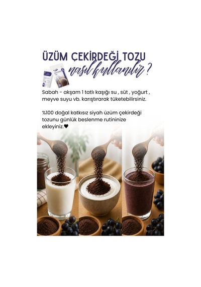 250 Gr Siyah Üzüm Çekirdeği Tozu 250 Taze Öğütülmektedir.