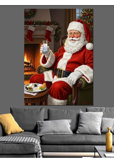 Ahşap Tablo Noel Baba Rakı Keyfi Ünlü Tabloları