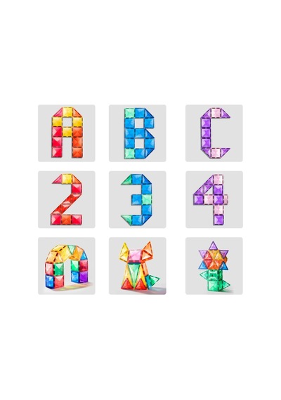Karın Bölgesier Renkli Magnetic Tiles - 100 Parça