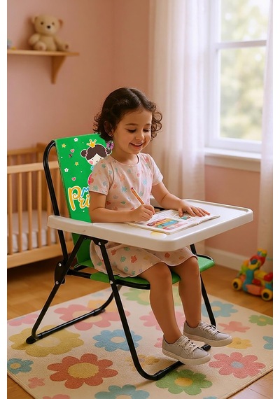 Exent 2 6 Yaş, Katlanabilir Çocuk Sandalyesi Ve Masası Tak-çıkar Masa-my Little Princess-yeşil Çok Renkli