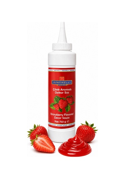 Simonelli Çilek Aromalı Kahve ve Tatlı Dekor Sosu Sıkılabilir Şişe 750 G
