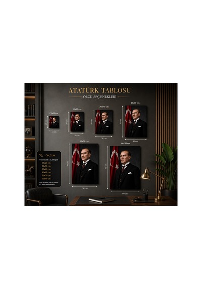 Atatürk Metal Tablo Premium Uv Baskı Dekoratif Duvar Tablosu Çok Renkli