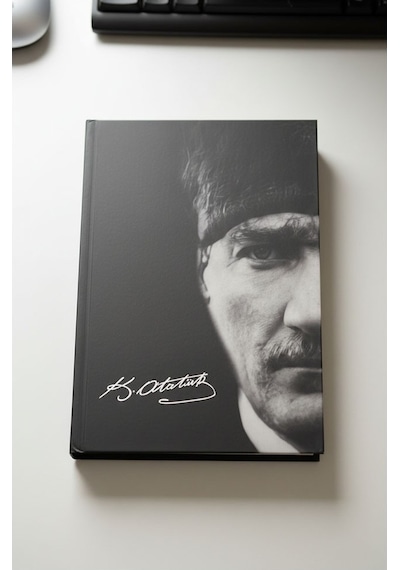 Atatürk Tarihsiz Ajanda Kuşe Kapak 1 Adet Atatürk Modalist Çizgili Defter Lastikli 14x20 Cm Günlük Planlayıcı Ajanda Gri