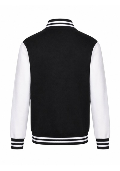 Trender Düğmeli New York Baskı 3 İp Kolej Siyah - Beyaz Erkek Çocuk Sweatshirt 8087
