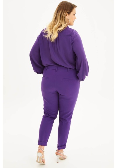 Myline Cep Detaylı Slim Fit Klasik Pantolon-1644 Mor