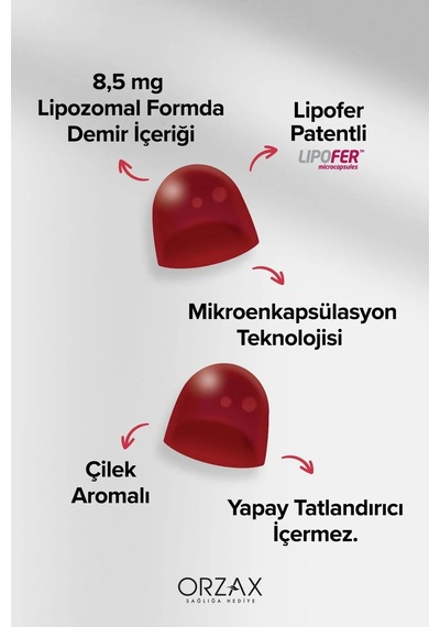 Orzax Ocean Gummies Iron Extra 60 Çiğnenebilir Jel - 17 Mg Demir İçeren Takviye Edici Gıda