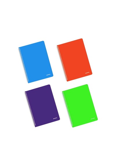 Mopak Neon Serisi Spiralli Defter Pp Kapak A4 60 Yaprak Kareli 4'lü