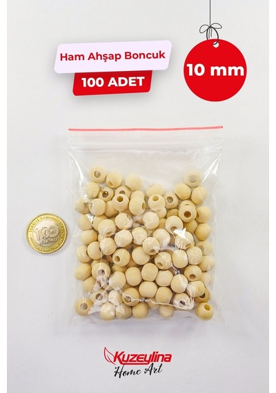 10 Mm Ahşap Ham Boncuk - 100 Adet