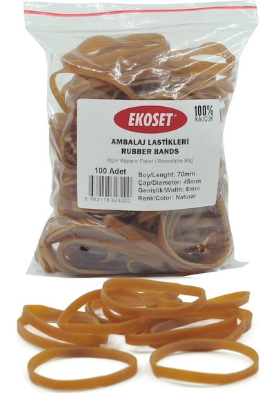 Ekoset 70X5Mm Geniş Kauçuk Paket Ambalaj Kasa Lastiği 1.000 Adet