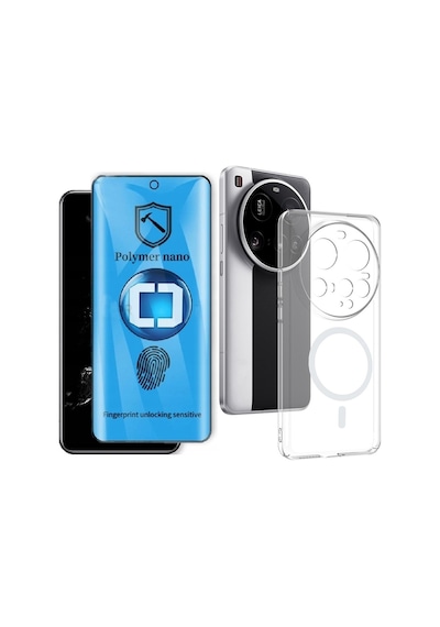 Vendas Xiaomi 15 Ultra Kamera Korumalı M-safe Şarj Özellikli Şeffaf Zore London Sert Pc Kapak + Polymer Nano Ekran Koruyucu Şeffaf