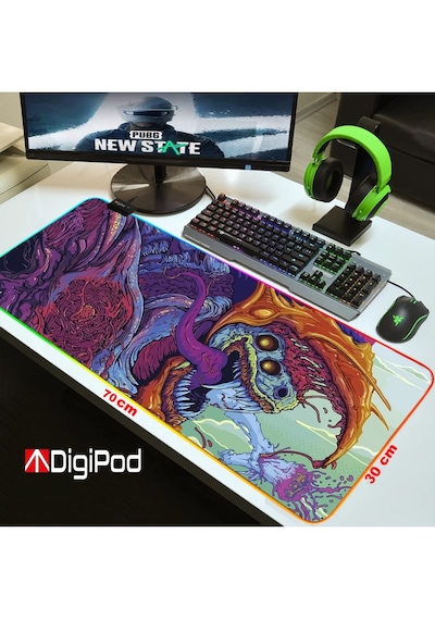 Digipod Rgb Oyuncu Mousepad Rgb Gaming Oyuncu Mouse Pad Kaymaz Taban 70 X 30 4mm Kalınlık 003