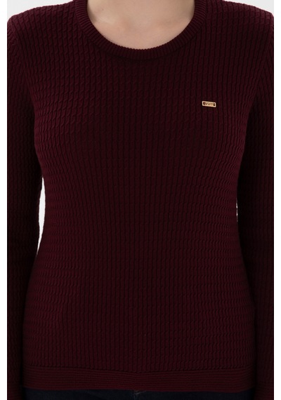 U.S. Polo Assn. Kadın Koyu Bordo Bisiklet Yaka Basic Kazak 50312922-VR175