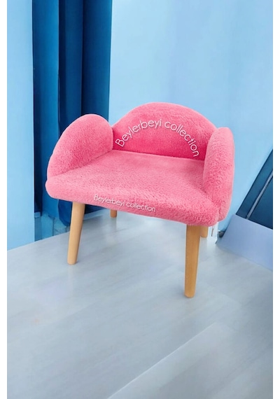 Çocuk Sandalyesi, Pembe Rengi, Çocuk Pufu , Sırtlı Puf , Dekoratif Puf, Çocuk Dinleme Koltuğu Pembe