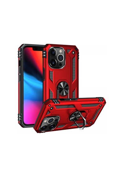 Apple Uyumlu   iPhone 14 Pro Kılıf Sofya Yüzüklü Silikon Kapak - Kırmızı