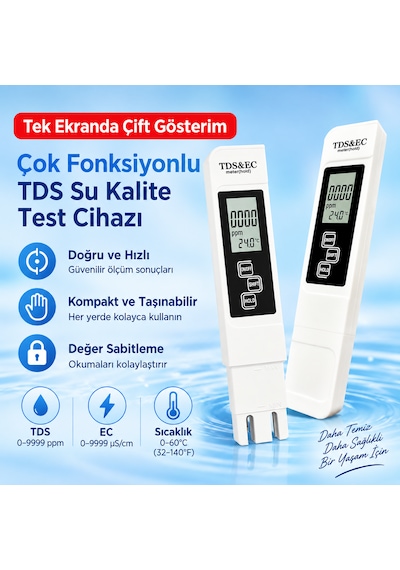 Optivya A1 Dijital Tds Ec Sıcaklık Ölçer Su Kalite Test Cihazı 1 Adet