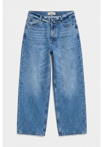 Itsbasic Kadın Mavi 4s6-4 Straight Fit Kemer Detaylı Özel Tasarım Denim Jean
