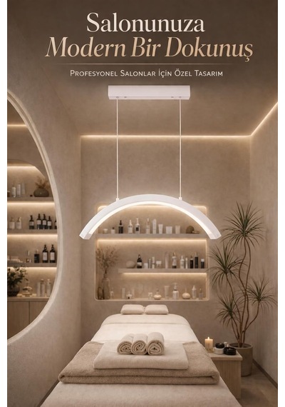 Askılı Led Kirpik Lambası Yarım Ay Lamba Salon Cilt Bakım Lambası Kumandalı 48w